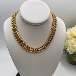 Ciner Authentic Vintage Polished Herringbone Wheat Link Heavy Chain Necklace 16"